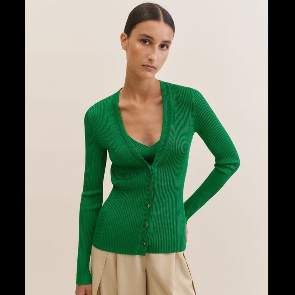 🇬🇧 ME+EM Fashioned Rib Cardigan Clover Leaf